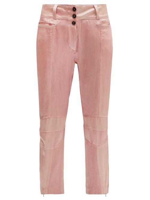 Matchesfashion.com Ann Demeulemeester - Yana Zipped Cuff Satin Motorbike Trousers - Womens - Light Pink