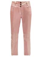 Matchesfashion.com Ann Demeulemeester - Yana Zipped Cuff Satin Motorbike Trousers - Womens - Light Pink