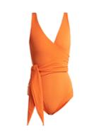 Lisa Marie Fernandez Dree Louise V-neck Wrap Maillot Swimsuit