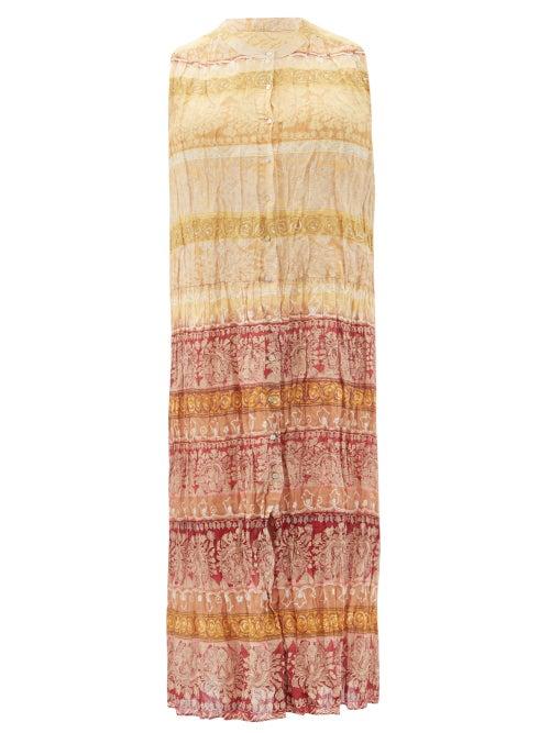 Matchesfashion.com Mes Demoiselles - Banjara Sleeveless Printed Cotton-blend Dress - Womens - Orange Multi