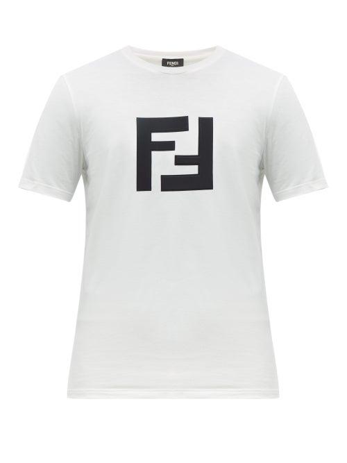 Matchesfashion.com Fendi - Ff Appliqu Cotton Jersey T Shirt - Mens - White