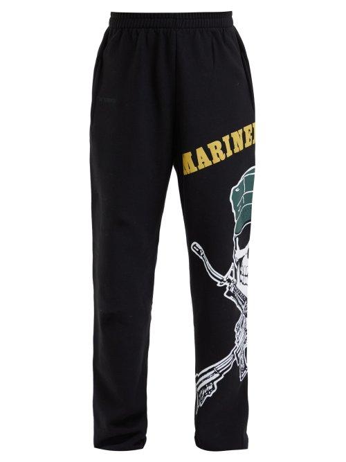 Matchesfashion.com Vetements - Skull Print Cotton Track Pants - Womens - Black