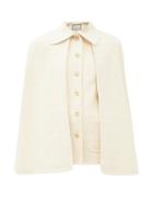 Matchesfashion.com Gucci - Chain-embellished Cotton-blend Tweed Cape Jacket - Womens - Ivory