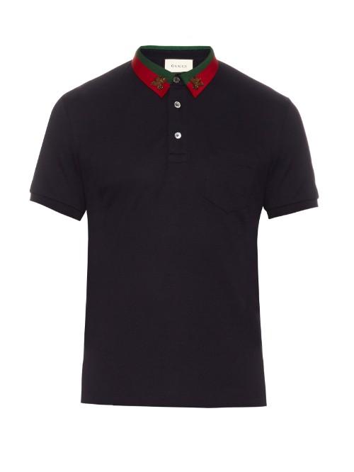 Gucci Bee-embroidered Piqu Polo Shirt
