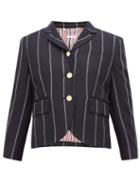 Matchesfashion.com Thom Browne - Striped Single Breasted Wool Twill Blazer - Womens - Navy