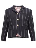 Matchesfashion.com Thom Browne - Striped Single Breasted Wool Twill Blazer - Womens - Navy