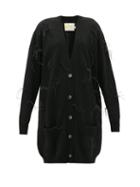 Matchesfashion.com Marques'almeida - Oversized Feather-trimmed Wool Cardigan - Womens - Black