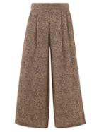 Raey - Abstract Grain Print Silk Wide-leg Trousers - Womens - Beige Multi