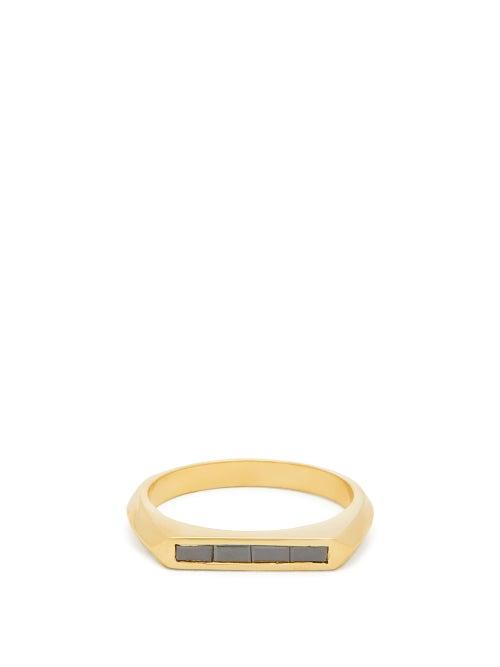 Matchesfashion.com Lizzie Mandler - Knife Edge Black-diamond & 18kt Gold Ring - Womens - Black Gold