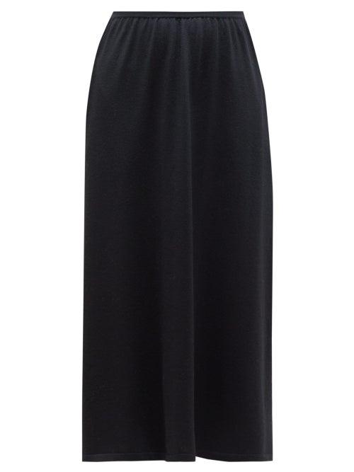 Matchesfashion.com Gabriela Hearst - Sasha Brushed Cashmere Skirt - Womens - Navy