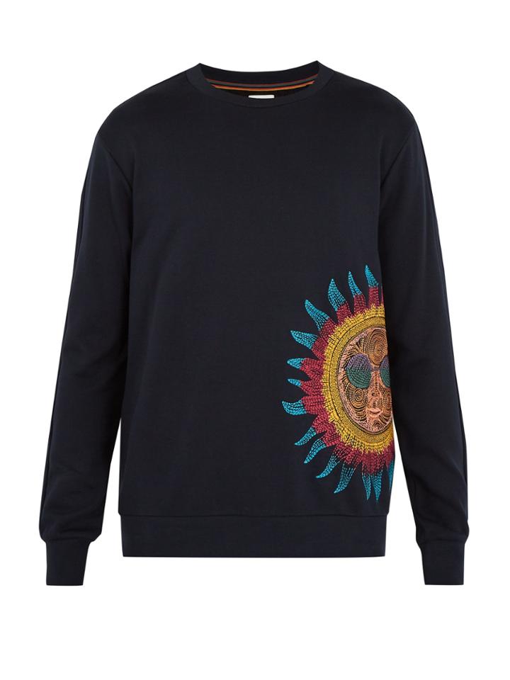 Paul Smith Sun-embroidered Crew-neck Cotton Sweatshirt