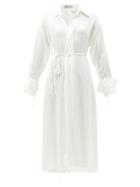 Matchesfashion.com Palmer//harding - I Love You Braille-eyelet Eco-crepe Shirt Dress - Womens - Ivory