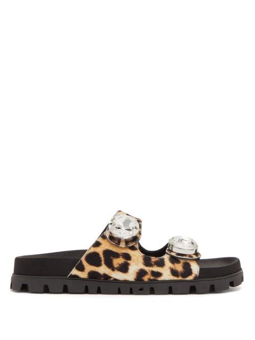 Matchesfashion.com Miu Miu - Gobstopper Leopard Print Slides - Womens - Leopard