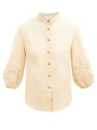 Matchesfashion.com Zimmermann - Brighton Broderie-anglaise Cotton-voile Blouse - Womens - Beige