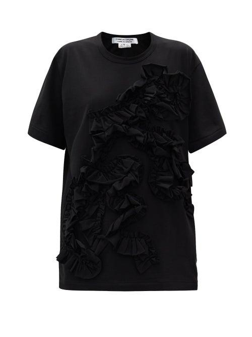 Matchesfashion.com Comme Des Garons Comme Des Garons - Ruffled Cotton-jersey T-shirt - Womens - Black