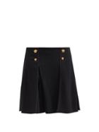 Versace - Button-front Pleated Cady Mini Skirt - Womens - Black