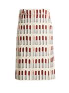 Prada Lipstick-print Wrap Midi Skirt