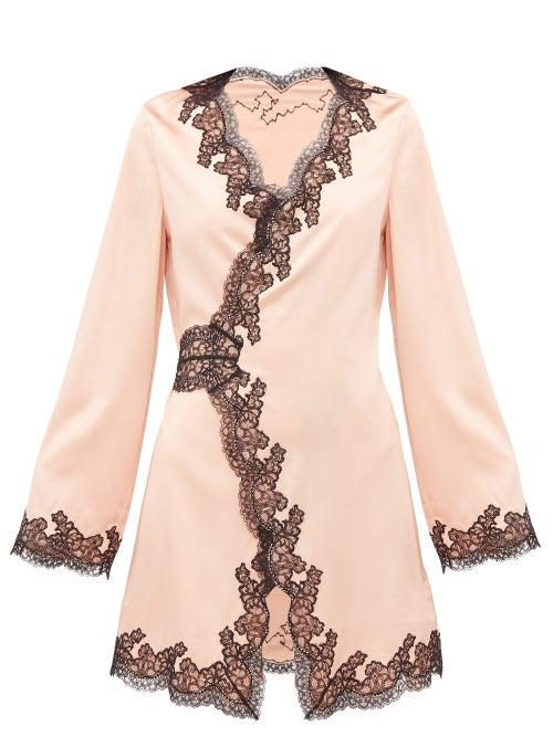 Ladies Lingerie Agent Provocateur - Amelea Lace-trimmed Silk-blend Pyjama Top - Womens - Black Pink