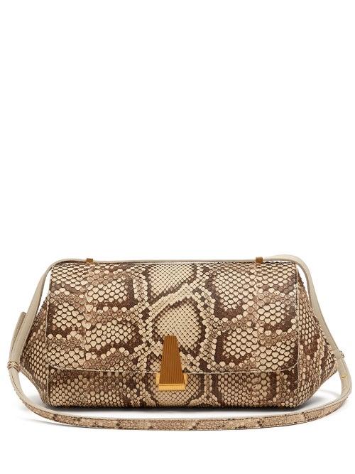 Matchesfashion.com Bottega Veneta - Bv Angle Python Shoulder Bag - Womens - Python