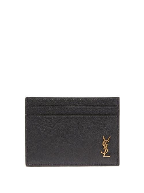 Saint Laurent - Ysl-plaque Grained-leather Cardholder - Womens - Black