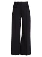 Matchesfashion.com Diane Von Furstenberg - Wide Leg Pintucked Culottes - Womens - Dark Blue