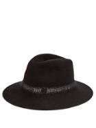 Matchesfashion.com Maison Michel - Henrietta Houndstooth Felt Hat - Womens - Black