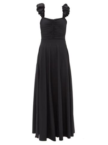 Maygel Coronel - Faraglioni Gathered Jersey Maxi Dress - Womens - Black