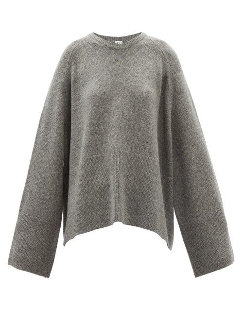 Totme - Oversized Wool-blend Sweater - Womens - Mid Grey