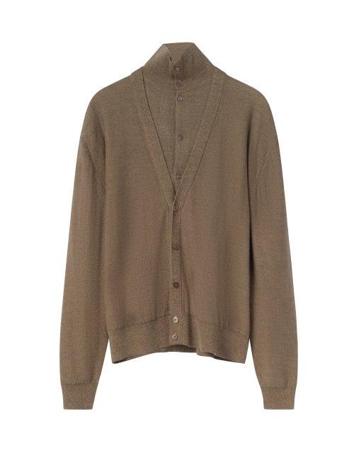 Lemaire - Layered High-neck Cardigan - Mens - Dark Beige