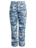 Matchesfashion.com Off-white - Tapestry Print Cropped Jeans - Womens - Blue White