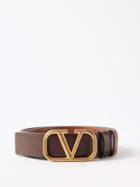 Valentino Garavani - V-logo Leather Belt - Mens - Brown Multi
