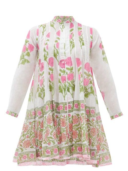 Matchesfashion.com Juliet Dunn - Panelled Floral-print Cotton Cover Up - Womens - Pink White