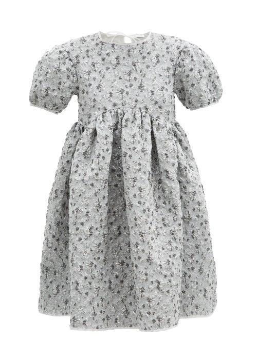 Matchesfashion.com Cecilie Bahnsen - Tira Tie-back Lily-matelass Dress - Womens - Silver
