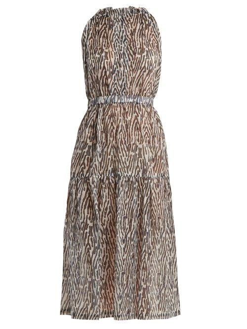 Matchesfashion.com On The Island - Terra Animal Print Cotton Voile Dress - Womens - Blue Print