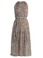 Matchesfashion.com On The Island - Terra Animal Print Cotton Voile Dress - Womens - Blue Print