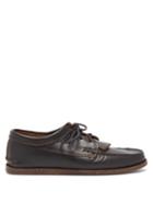 Matchesfashion.com Yuketen - Blucher Leather Fringed Moccasins - Mens - Black
