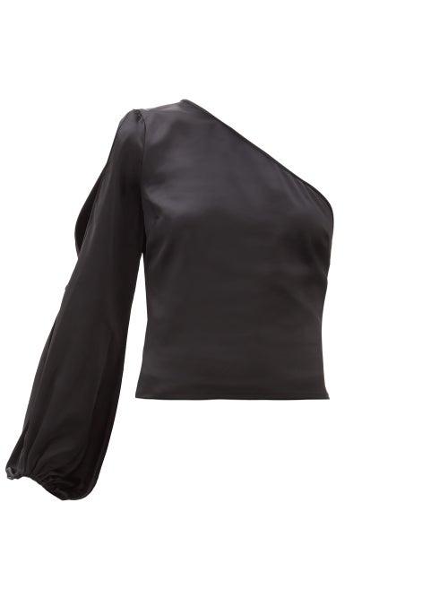 Matchesfashion.com Staud - Bianca Asymmetric Satin Top - Womens - Black