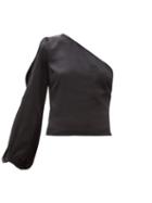 Matchesfashion.com Staud - Bianca Asymmetric Satin Top - Womens - Black