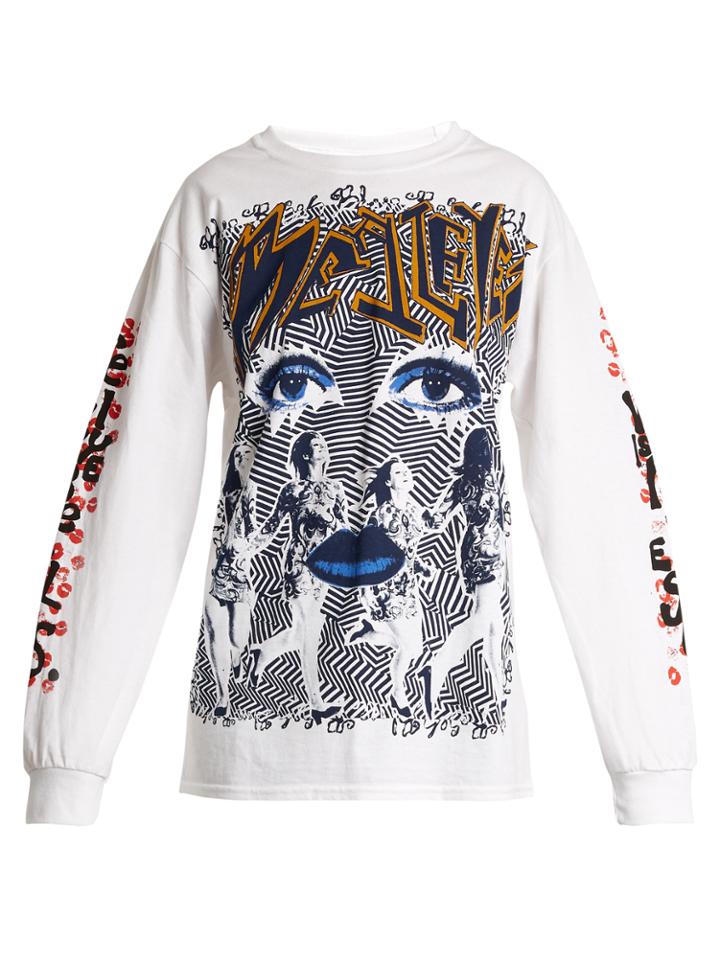 Blue Roses Real Eyes-print Long-sleeved T-shirt