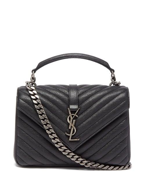 Saint Laurent - College Medium Ysl Quilted Leather Cross-body Bag - Womens - Black