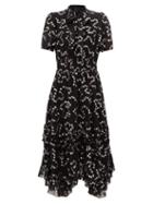 Matchesfashion.com Rebecca Taylor - Nuage Polka-dot Fil-coup Silk-blend Dress - Womens - Black Silver