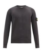 Matchesfashion.com Stone Island - Logo-patch Garment-dyed Cotton-jersey Sweatshirt - Mens - Dark Grey