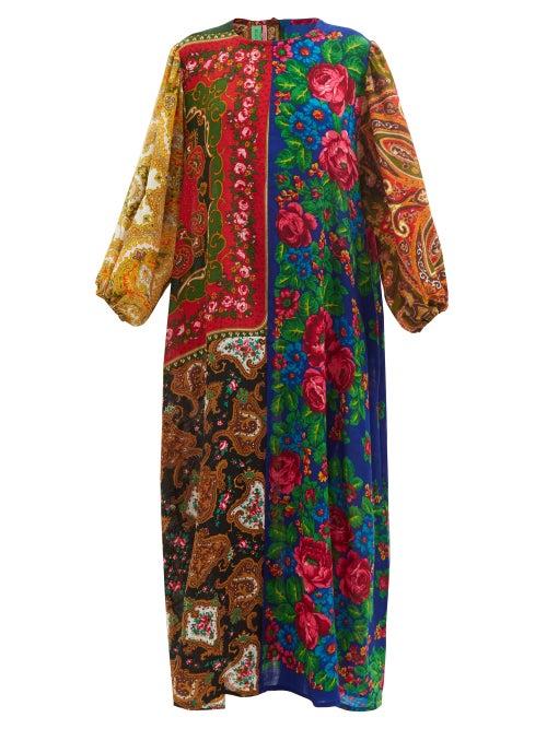 Rianna + Nina - Patchwork Floral-print Wool-twill Maxi Dress - Womens - Multi