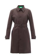 Ladies Rtw Bottega Veneta - Single-breasted Water-repellent Canvas Trench Coat - Womens - Dark Brown