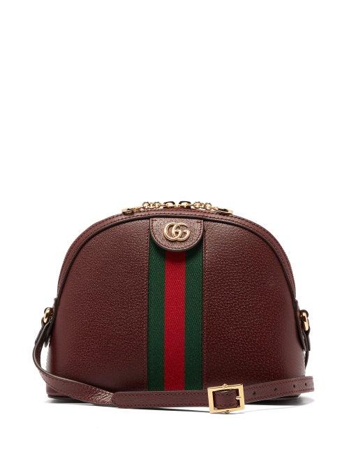 Matchesfashion.com Gucci - Ophidia Small Web Striped Leather Cross Body Bag - Womens - Burgundy