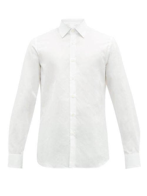 Matchesfashion.com Prada - Logo Embroidered Cotton Shirt - Mens - White
