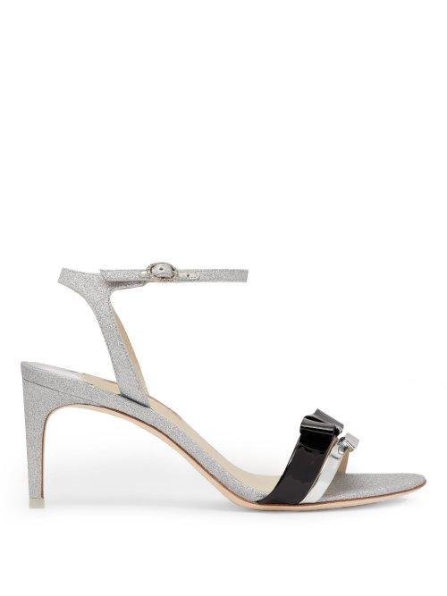 Matchesfashion.com Sophia Webster - Andie Bow Trim Glitter Sandals - Womens - Silver