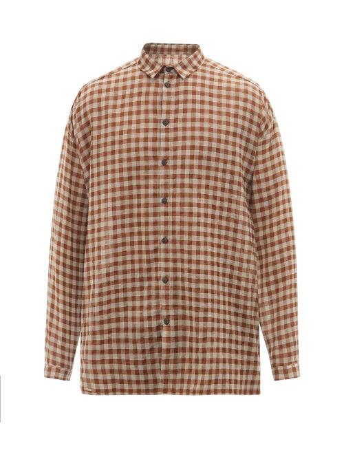Toogood - The Draughtsman Wool-blend Gingham Shirt - Mens - Brown