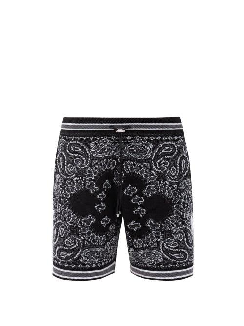 Matchesfashion.com Amiri - Paisley-jacquard Cotton-blend Crochet Shorts - Mens - Black