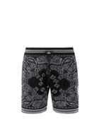 Matchesfashion.com Amiri - Paisley-jacquard Cotton-blend Crochet Shorts - Mens - Black